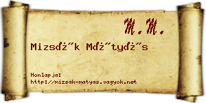 Mizsák Mátyás névjegykártya